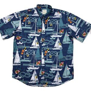 Route One Apparel Button Up Shirt Mens XL Seaborn Maryland Hawaiian Blue